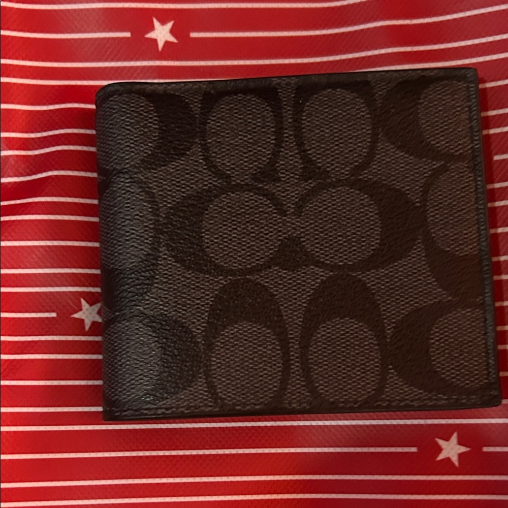 Coach Black and Grey Signature Wallet